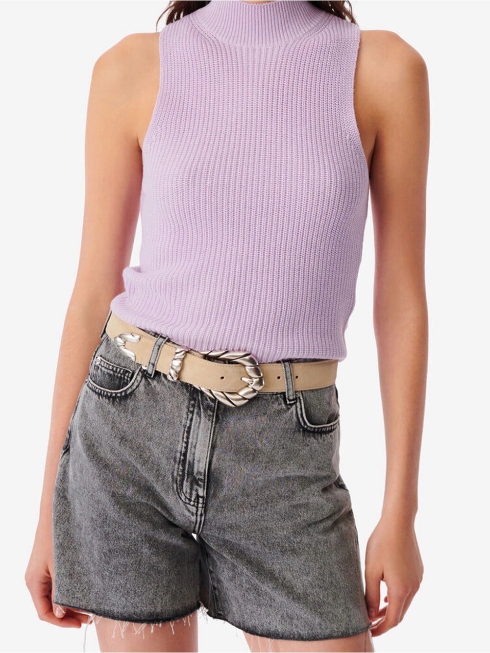 IRO Lilac Sleeveless Mock Neck Knit Tank
